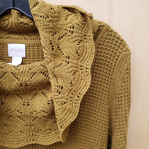 Chico's Cozy Textured Cowl Sweater Martini Olive 0 - Picture 6 of 12